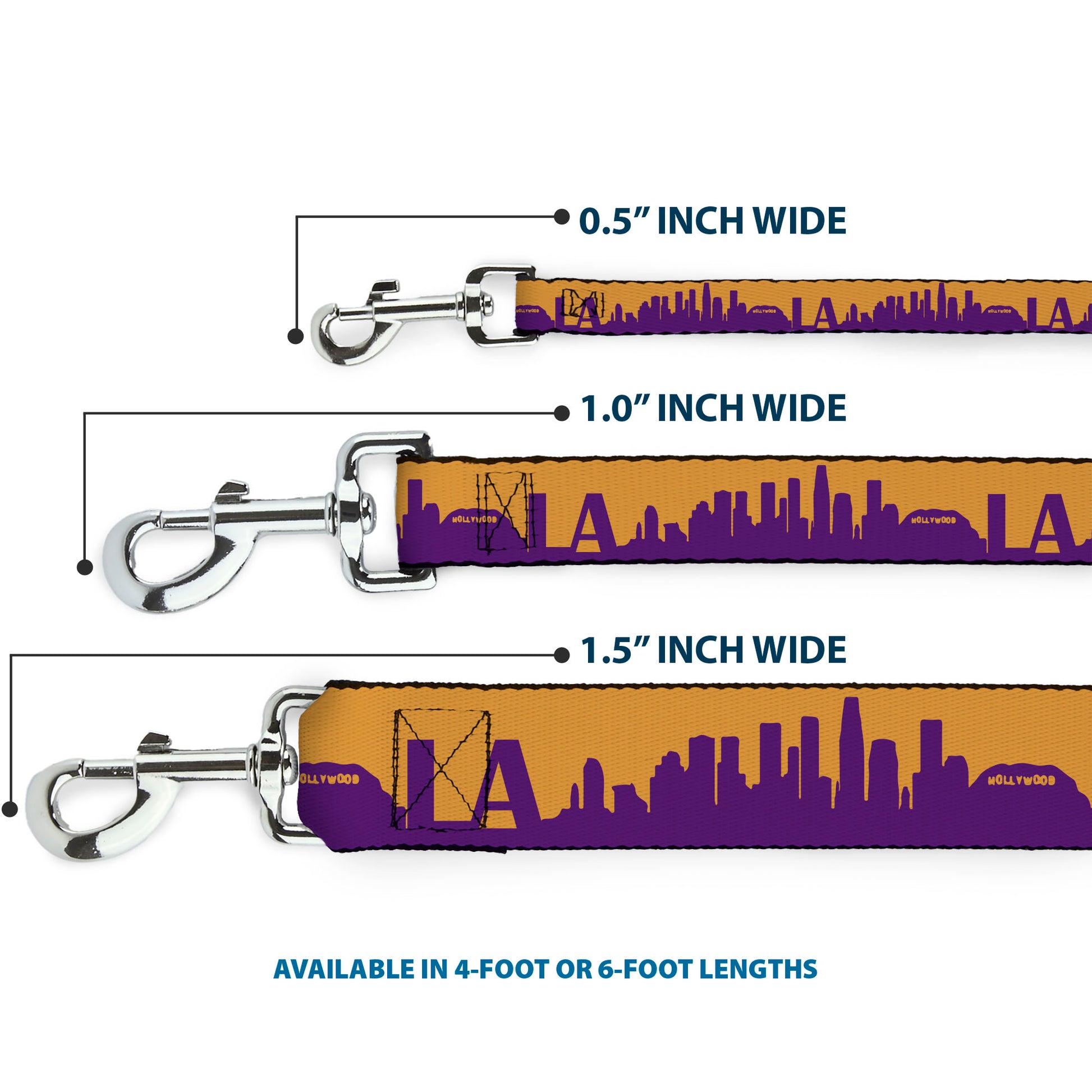 Dog Leash - Los Angeles Solid Skyline/LA Gold/Purple Dog Leashes Buckle-Down
