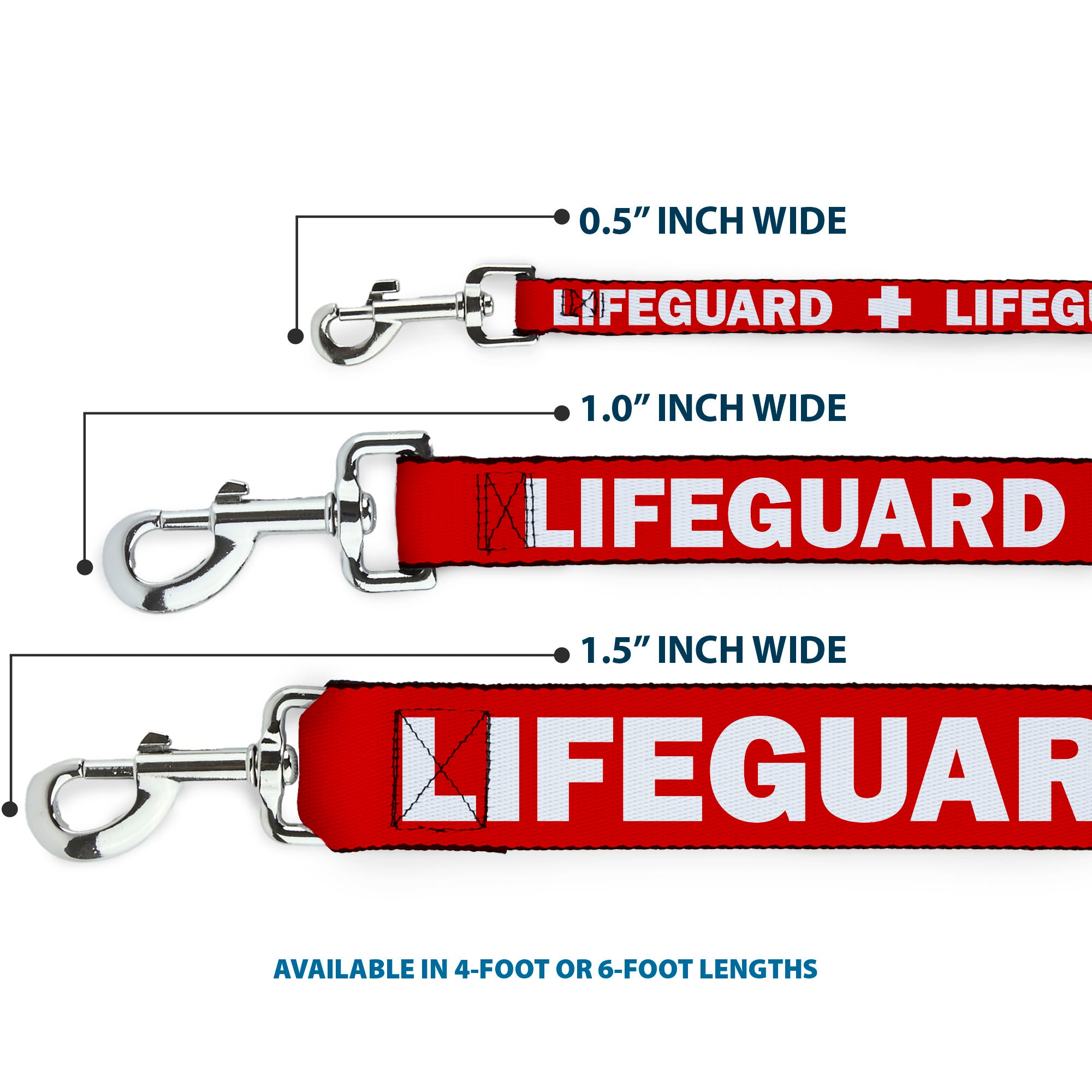 Dog Leash - LIFEGUARD/Logo Red/White Dog Leashes Buckle-Down