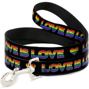Dog Leash - LOVE IS LOVE/Heart Black/Rainbow Dog Leashes Buckle-Down
