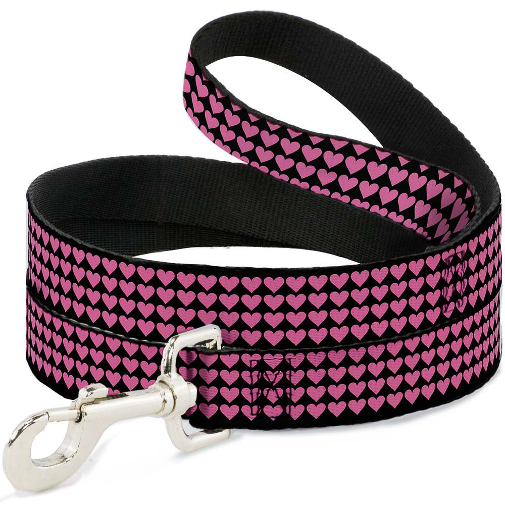 Dog Leash - Mini Hearts Black/Pink Dog Leashes Buckle-Down