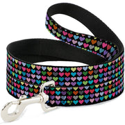 Dog Leash - Mini Hearts Black/Multi Color Dog Leashes Buckle-Down