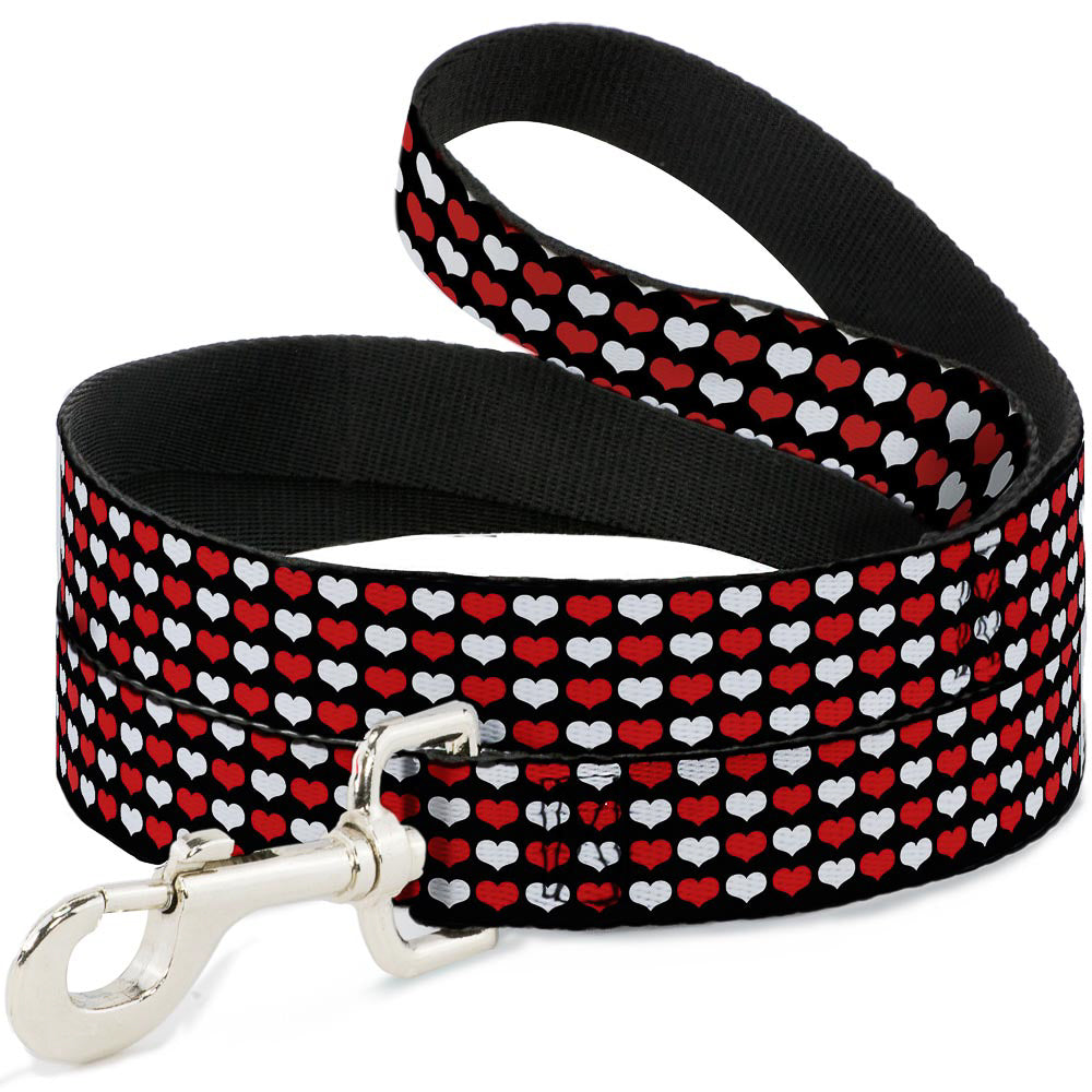 Dog Leash - Mini Hearts Black/Red/White Dog Leashes Buckle-Down