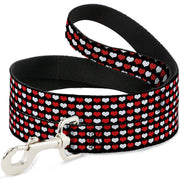 Dog Leash - Mini Hearts Black/Red/White Dog Leashes Buckle-Down