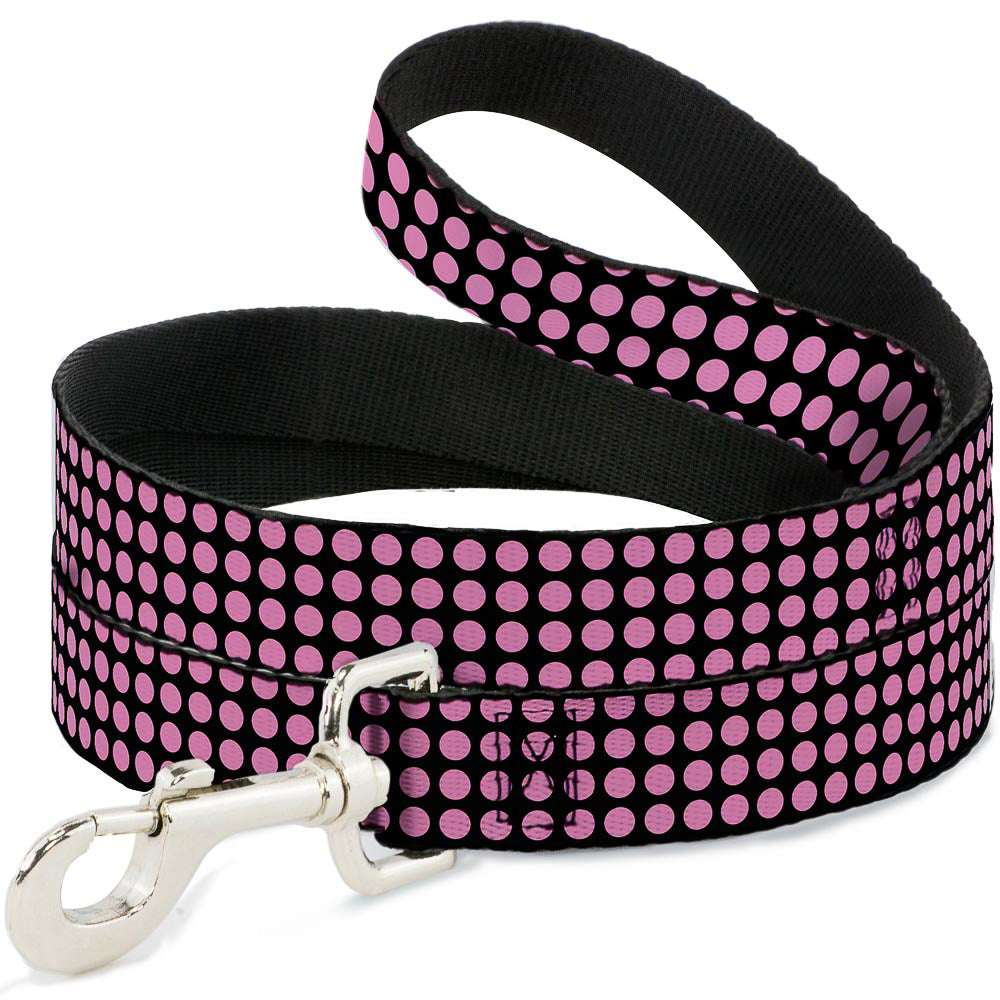 Dog Leash - Mini Polka Dots Black/Pink Dog Leashes Buckle-Down