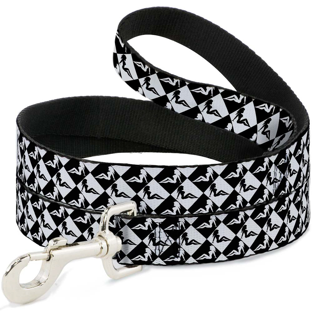 Dog Leash - Mud Flap Girl Diamonds Black/White Dog Leashes Buckle-Down