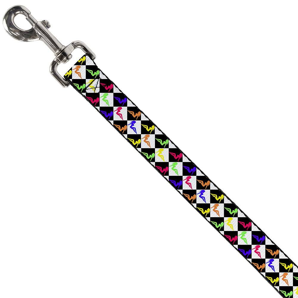 Dog Leash - Mud Flap Girl Diamonds Black/White/Multi Neon Dog Leashes Buckle-Down