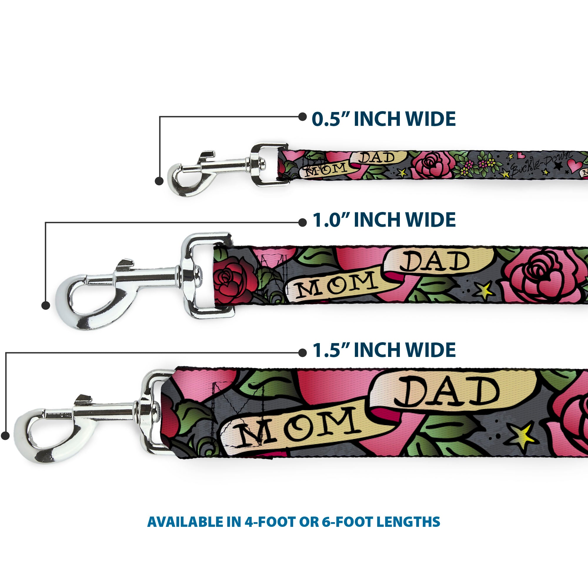 Dog Leash - Mom & Dad Gray Dog Leashes Buckle-Down