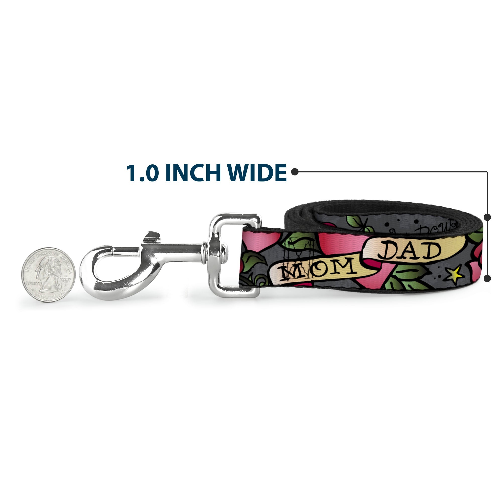 Dog Leash - Mom & Dad Gray Dog Leashes Buckle-Down