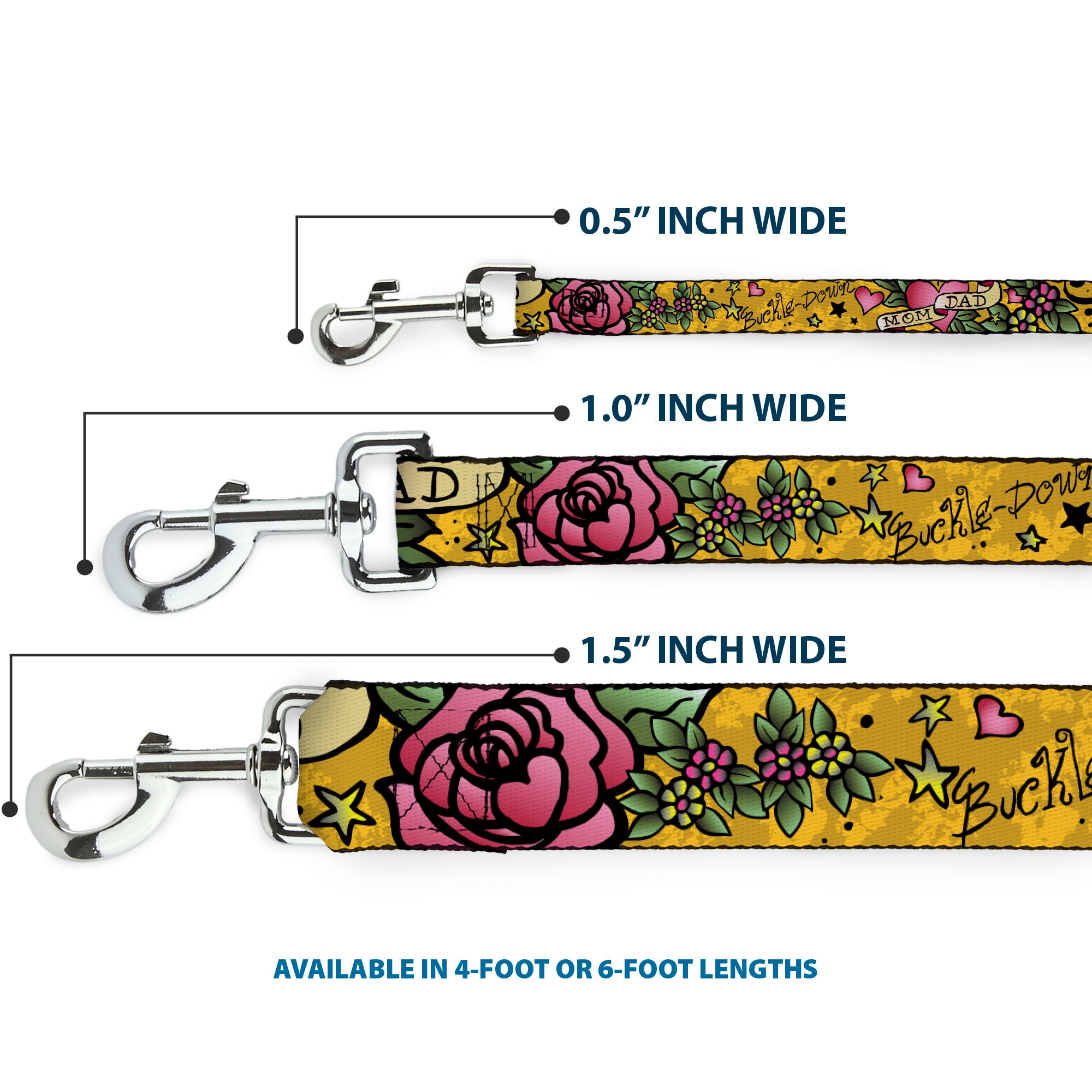 Dog Leash - Mom & Dad Yellow Dog Leashes Buckle-Down