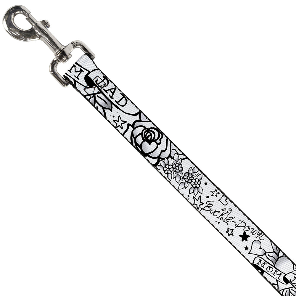Dog Leash - Mom & Dad Black/White Dog Leashes Buckle-Down