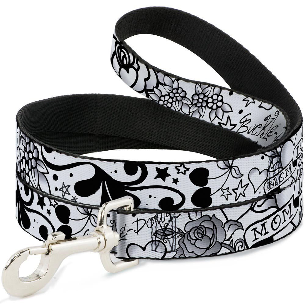 Dog Leash - Mom & Dad Black/White Dog Leashes Buckle-Down