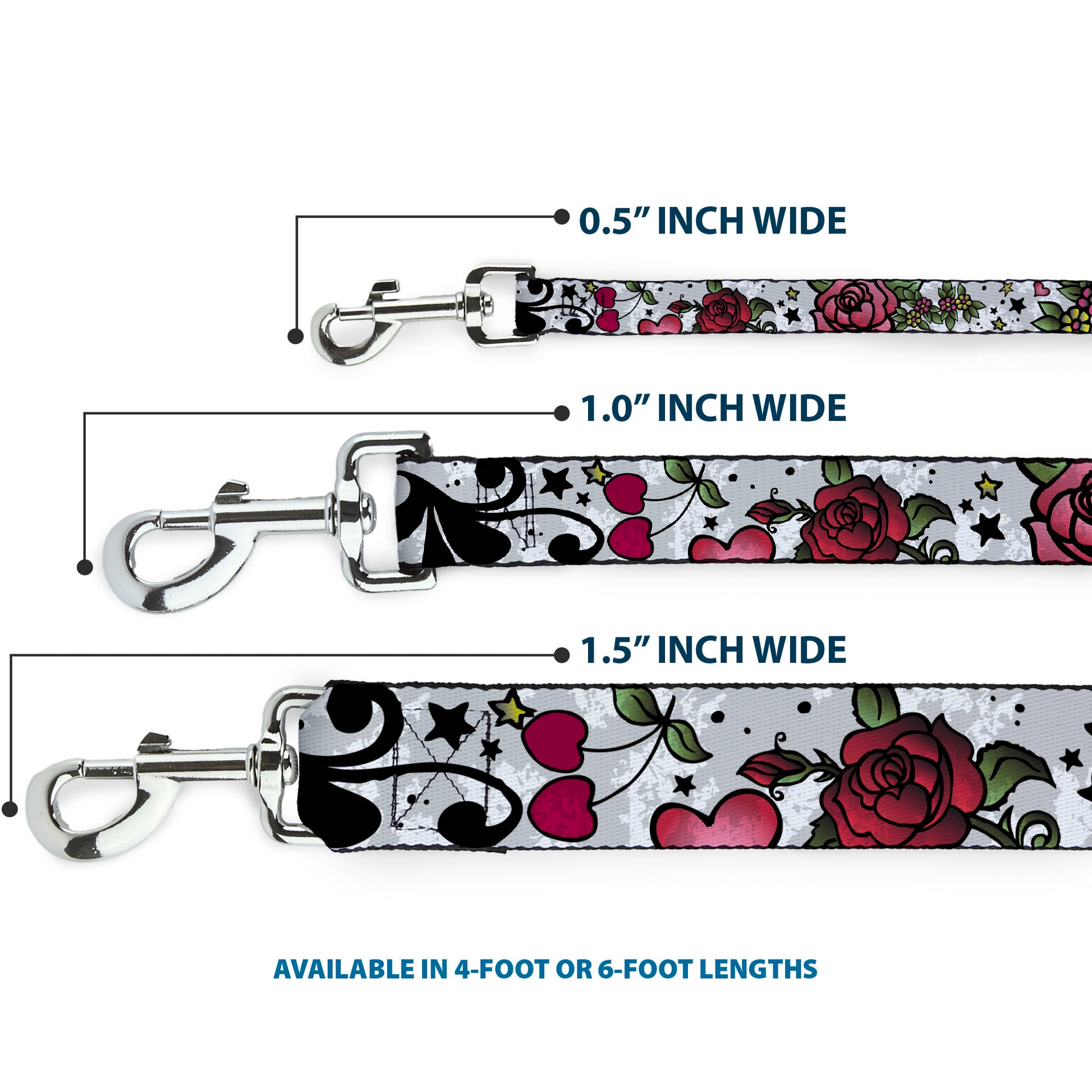 Dog Leash - Mom & Dad CLOSE-UP White Dog Leashes Buckle-Down