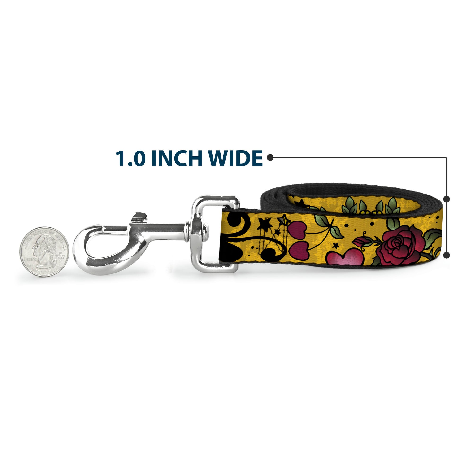 Dog Leash - Mom & Dad CLOSE-UP Yellow Dog Leashes Buckle-Down