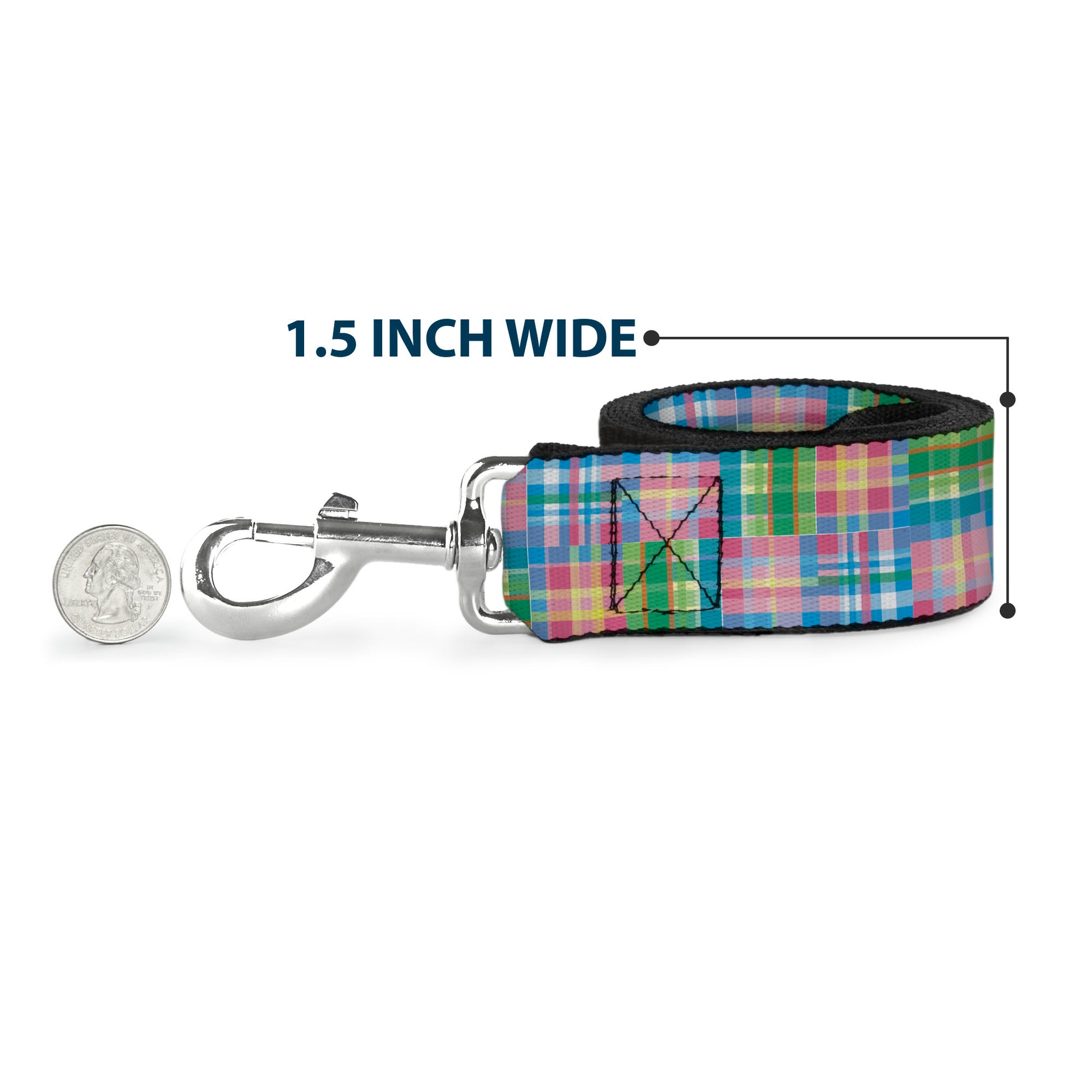 Dog Leash - Madras Plaid Pink Dog Leashes Buckle-Down