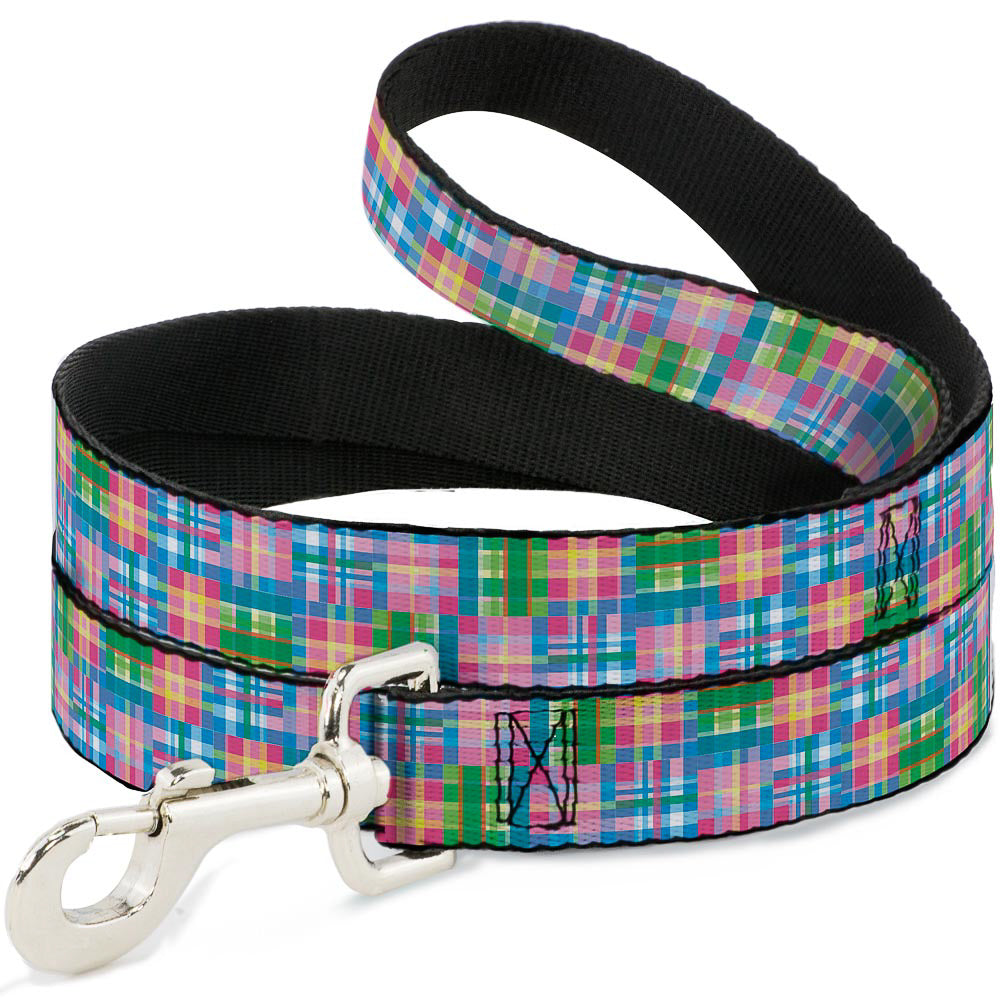 Dog Leash - Madras Plaid Pink Dog Leashes Buckle-Down