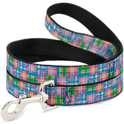 Dog Leash - Madras Plaid Pink Dog Leashes Buckle-Down