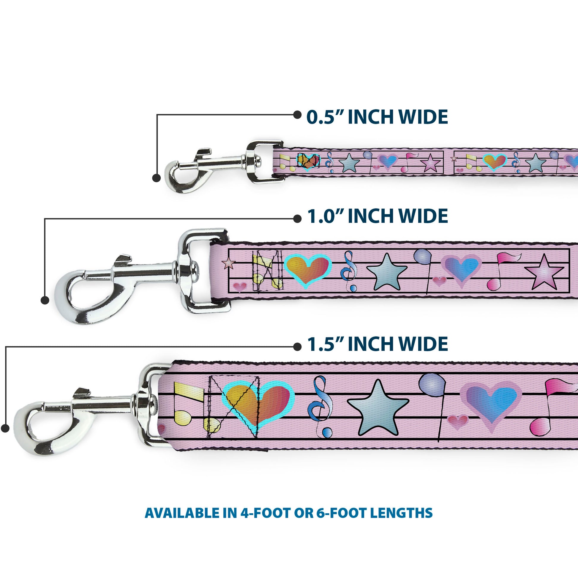 Dog Leash - Music Notes Pink Dog Leashes Buckle-Down