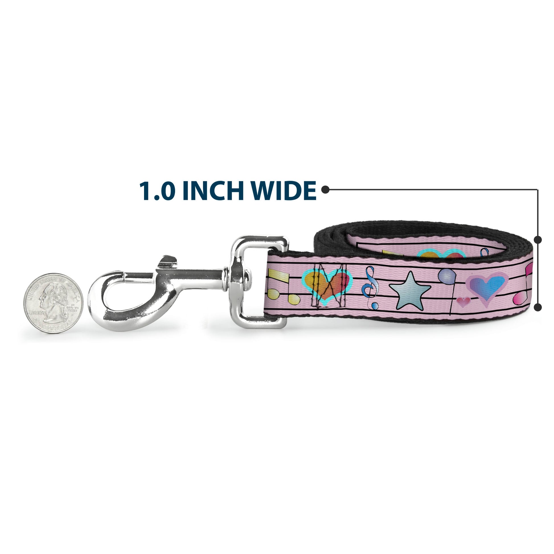 Dog Leash - Music Notes Pink Dog Leashes Buckle-Down