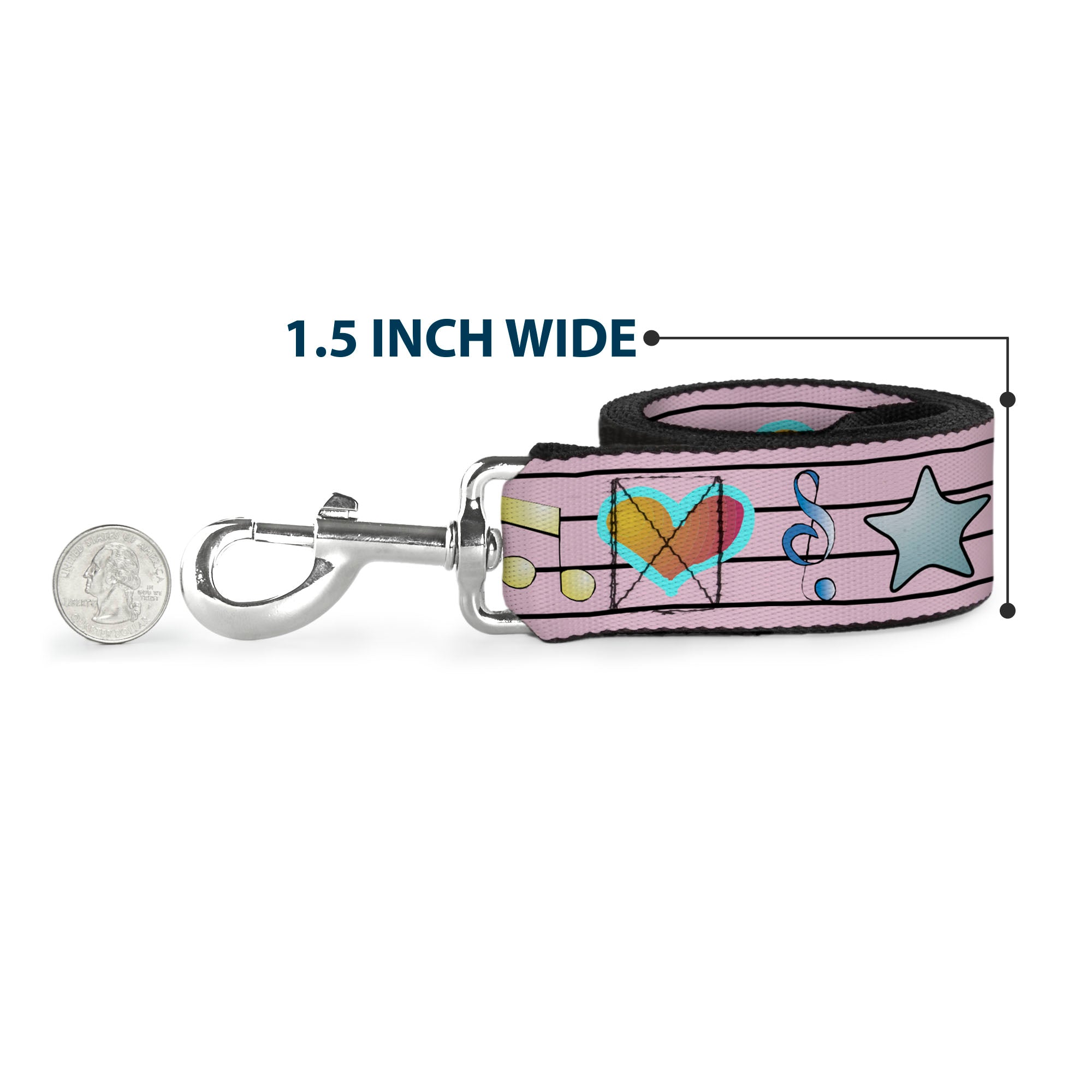 Dog Leash - Music Notes Pink Dog Leashes Buckle-Down
