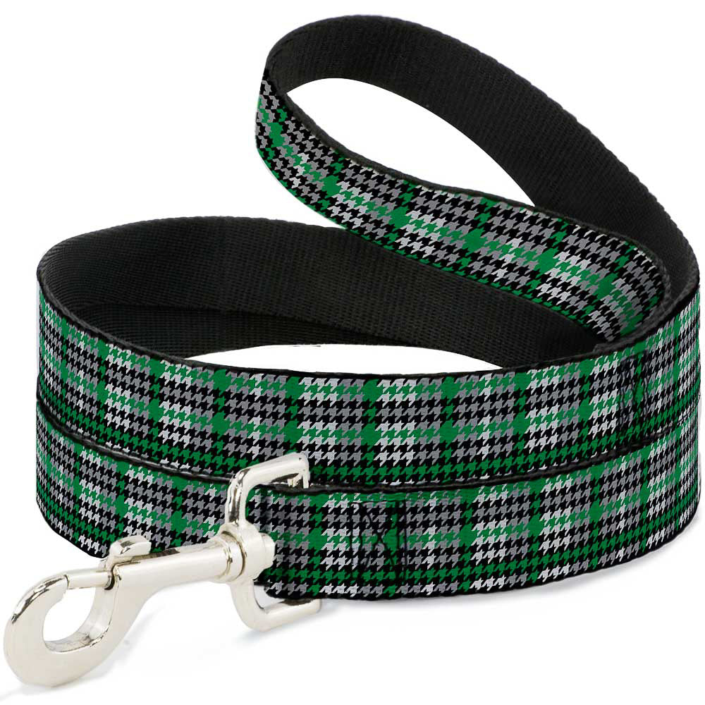 Dog Leash - Mini Houndstooth Green/Black/Gray Dog Leashes Buckle-Down
