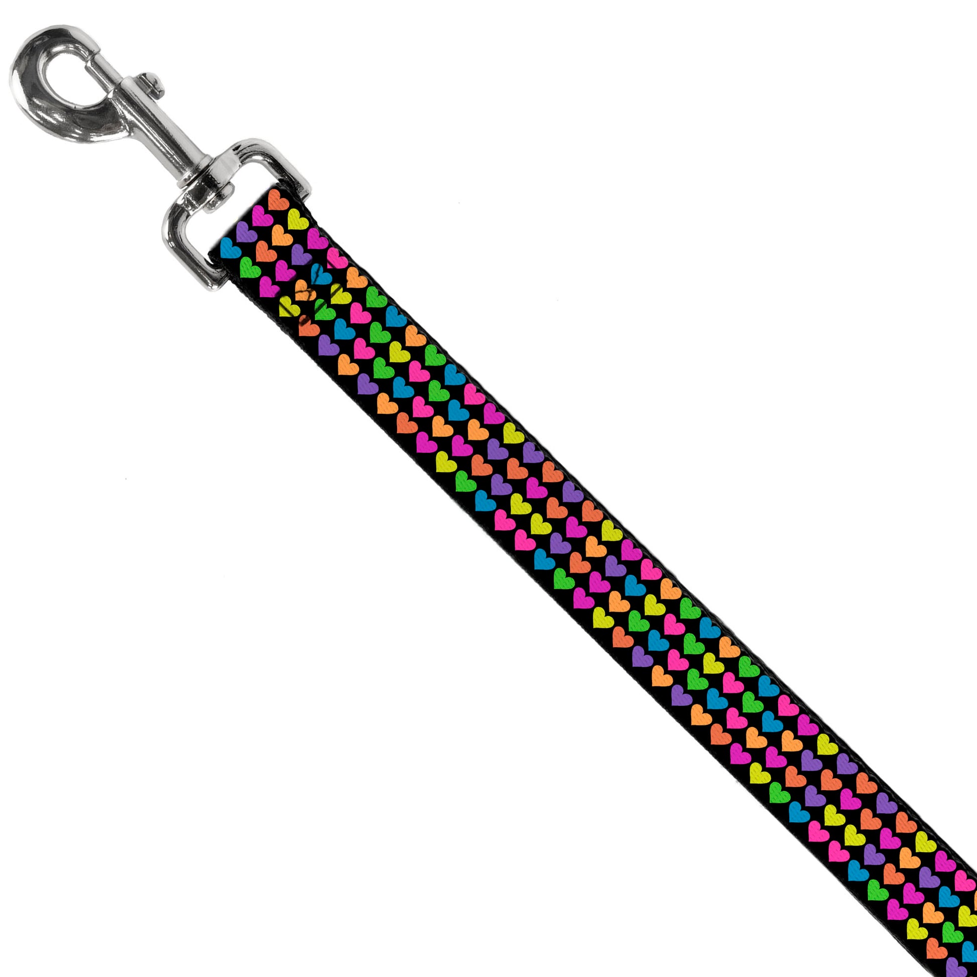 Dog Leash - Mini Hearts Black/Multi Neon Dog Leashes Buckle-Down