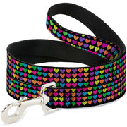 Dog Leash - Mini Hearts Black/Multi Neon Dog Leashes Buckle-Down