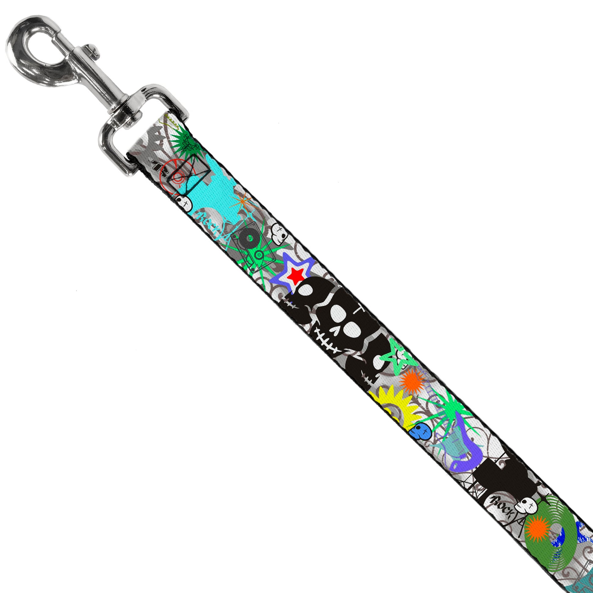 Dog Leash - Music Skulls Multi Color Dog Leashes Buckle-Down