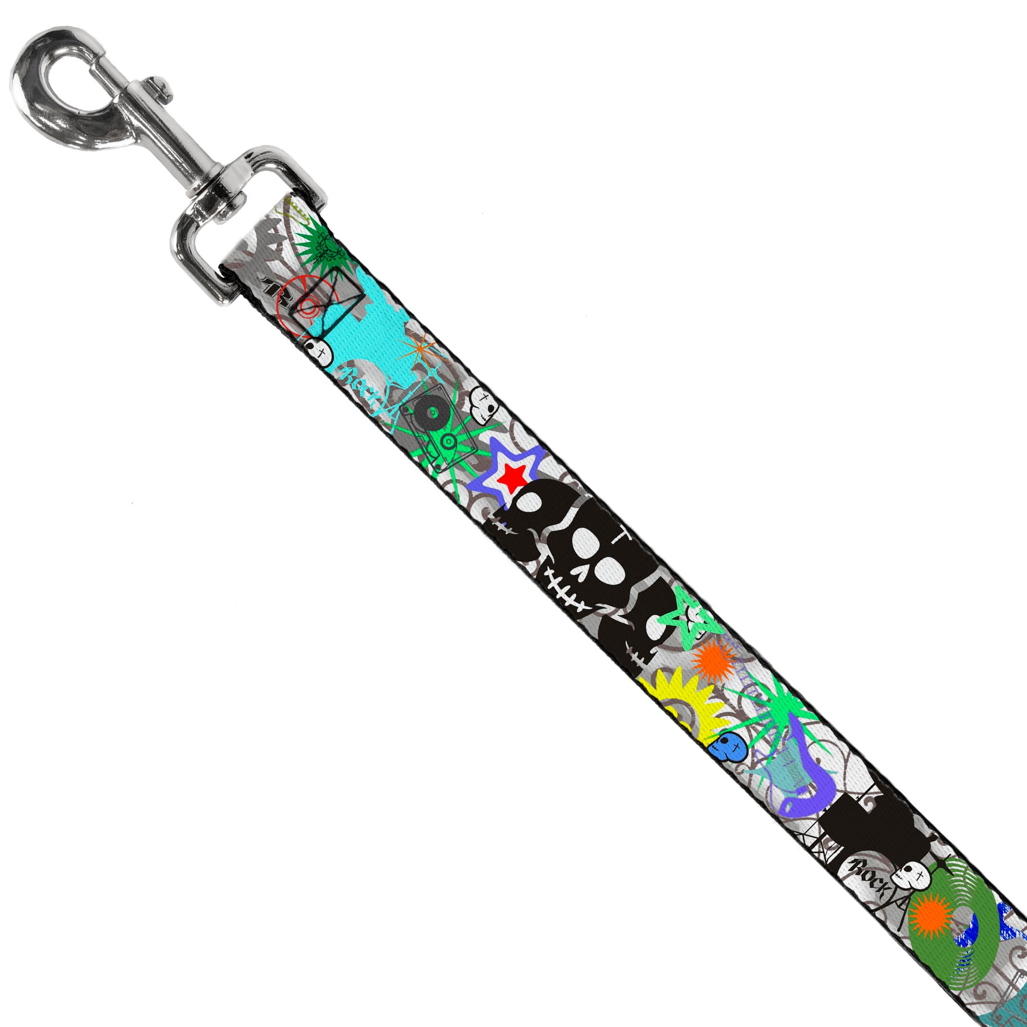 Dog Leash - Music Skulls Multi Color Dog Leashes Buckle-Down