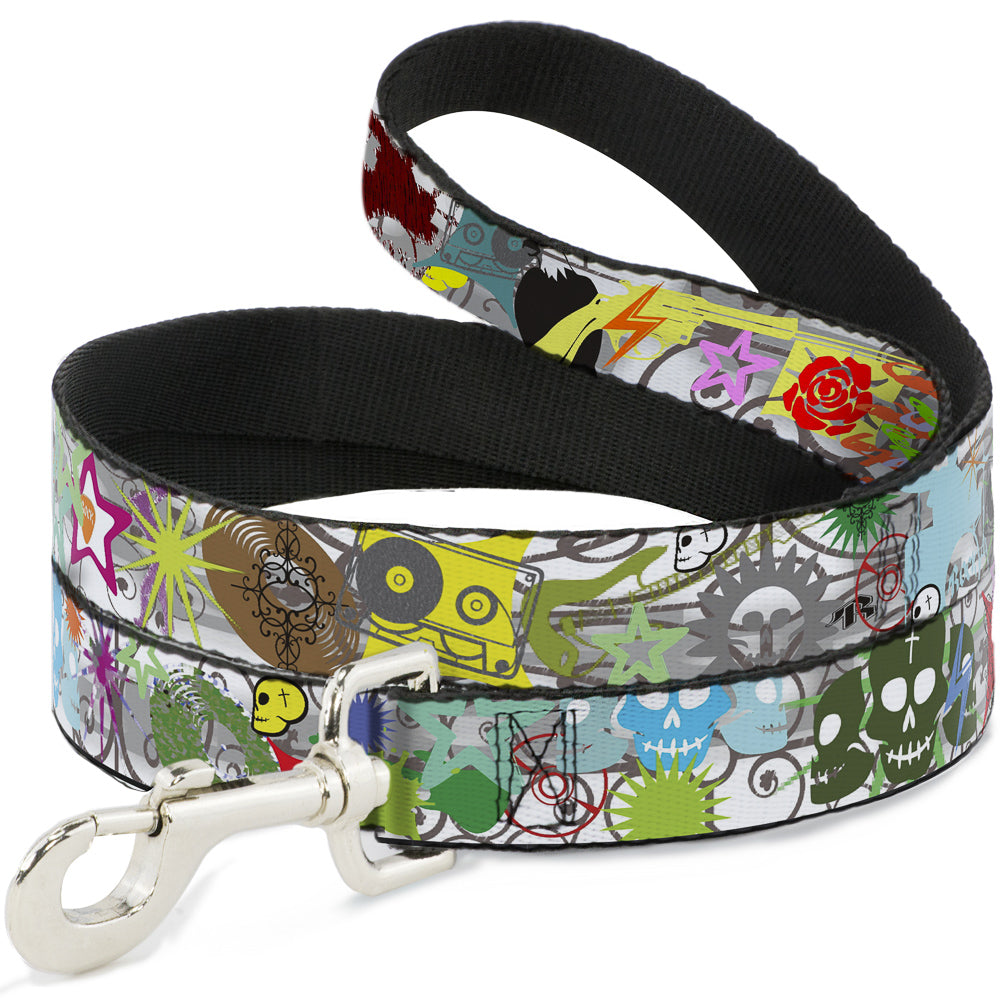 Dog Leash - Music Skulls Multi Color Dog Leashes Buckle-Down