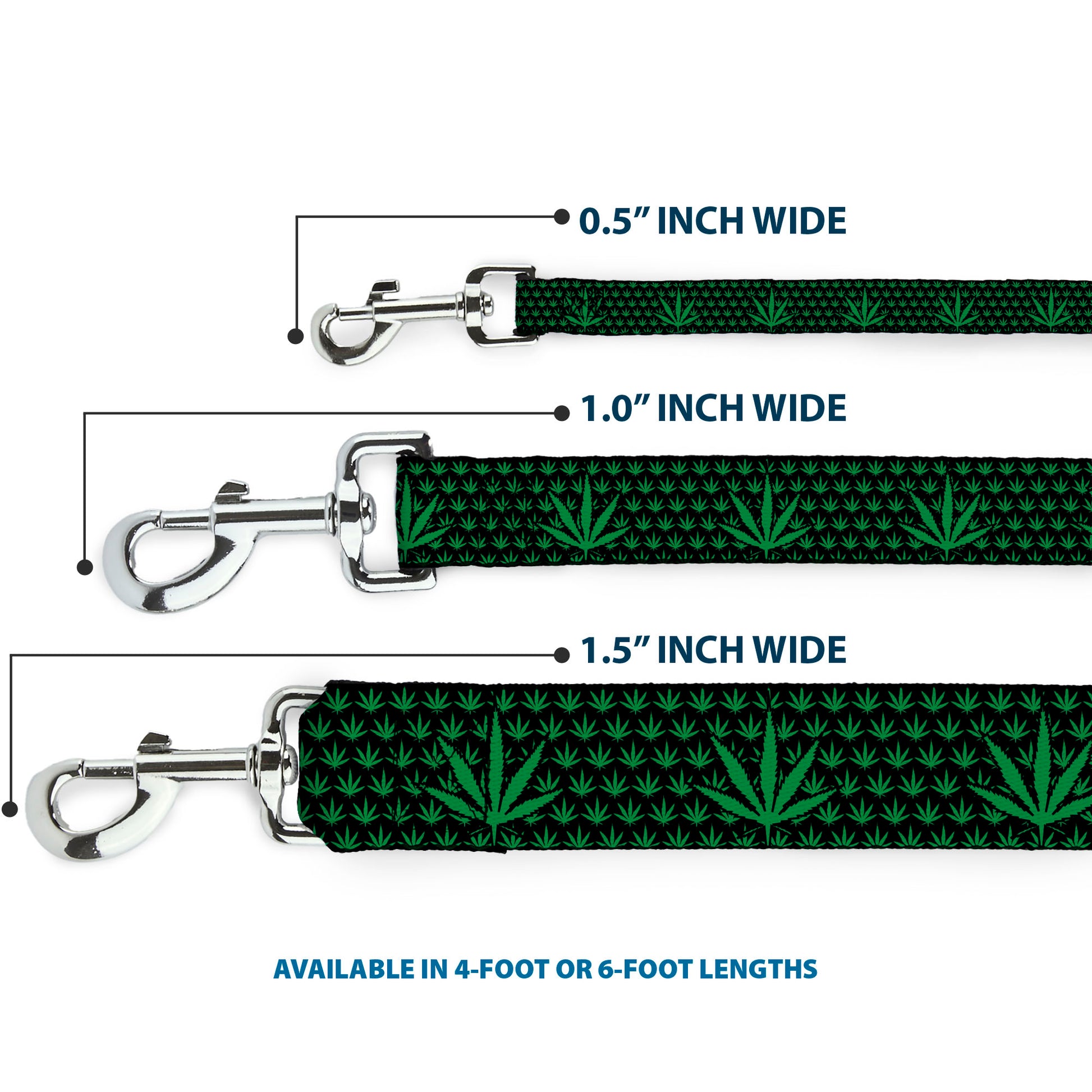 Buckle-Down Dog Leash - Marijuana Garden Black/Green Dog Leashes Buckle-Down