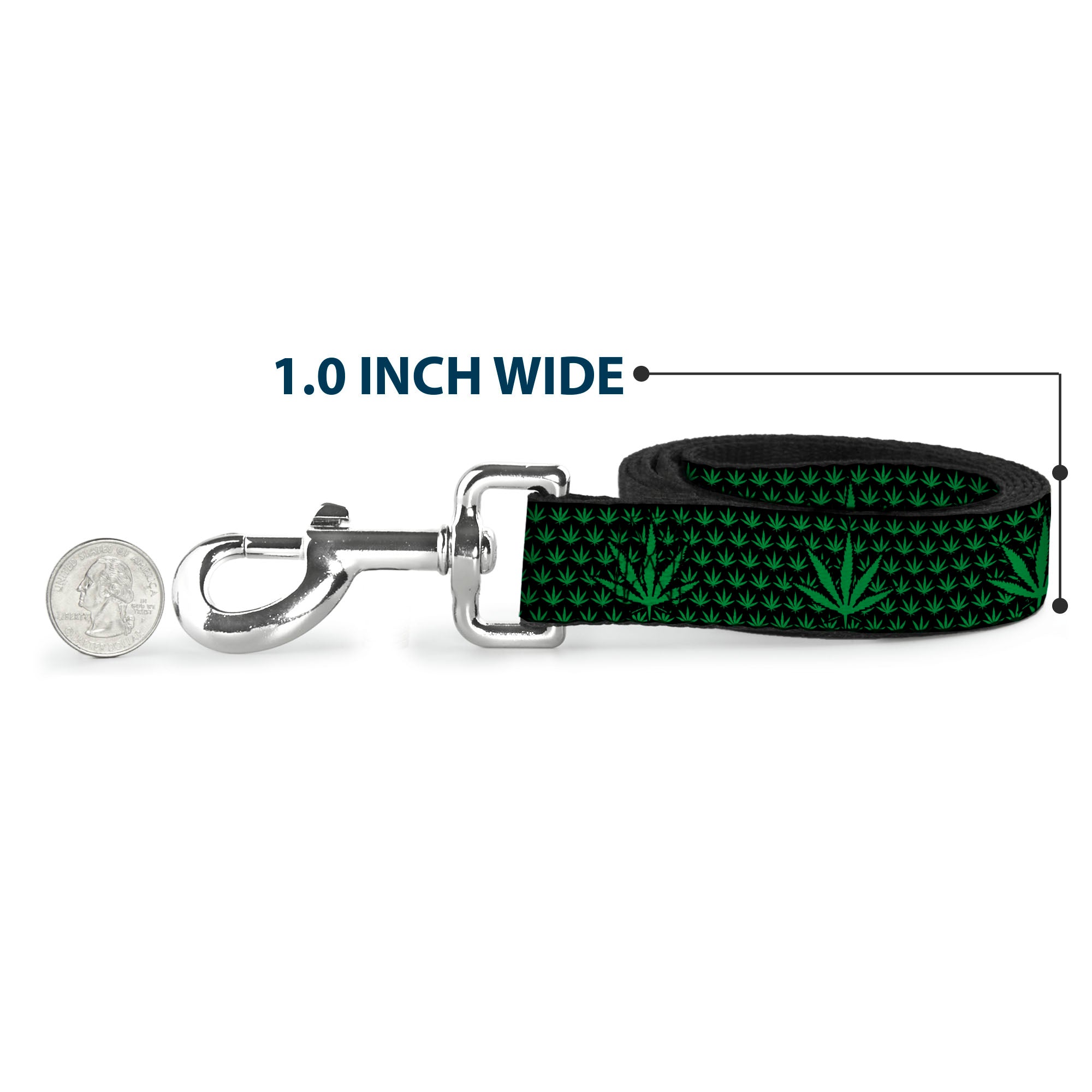 Buckle-Down Dog Leash - Marijuana Garden Black/Green Dog Leashes Buckle-Down