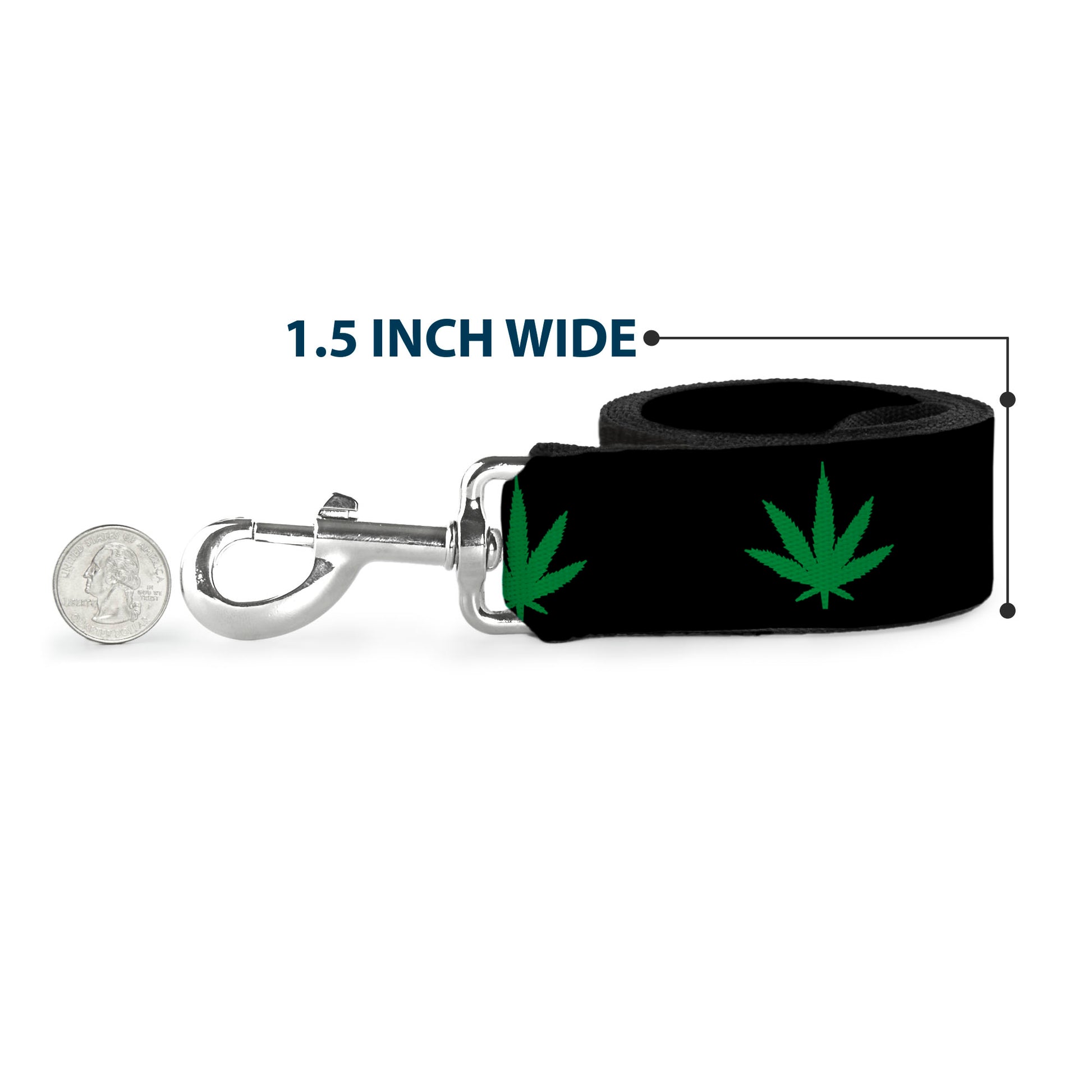Buckle-Down Dog Leash - Marijuana Leaf Repeat Black/Green Dog Leashes Buckle-Down