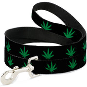 Buckle-Down Dog Leash - Marijuana Leaf Repeat Black/Green Dog Leashes Buckle-Down
