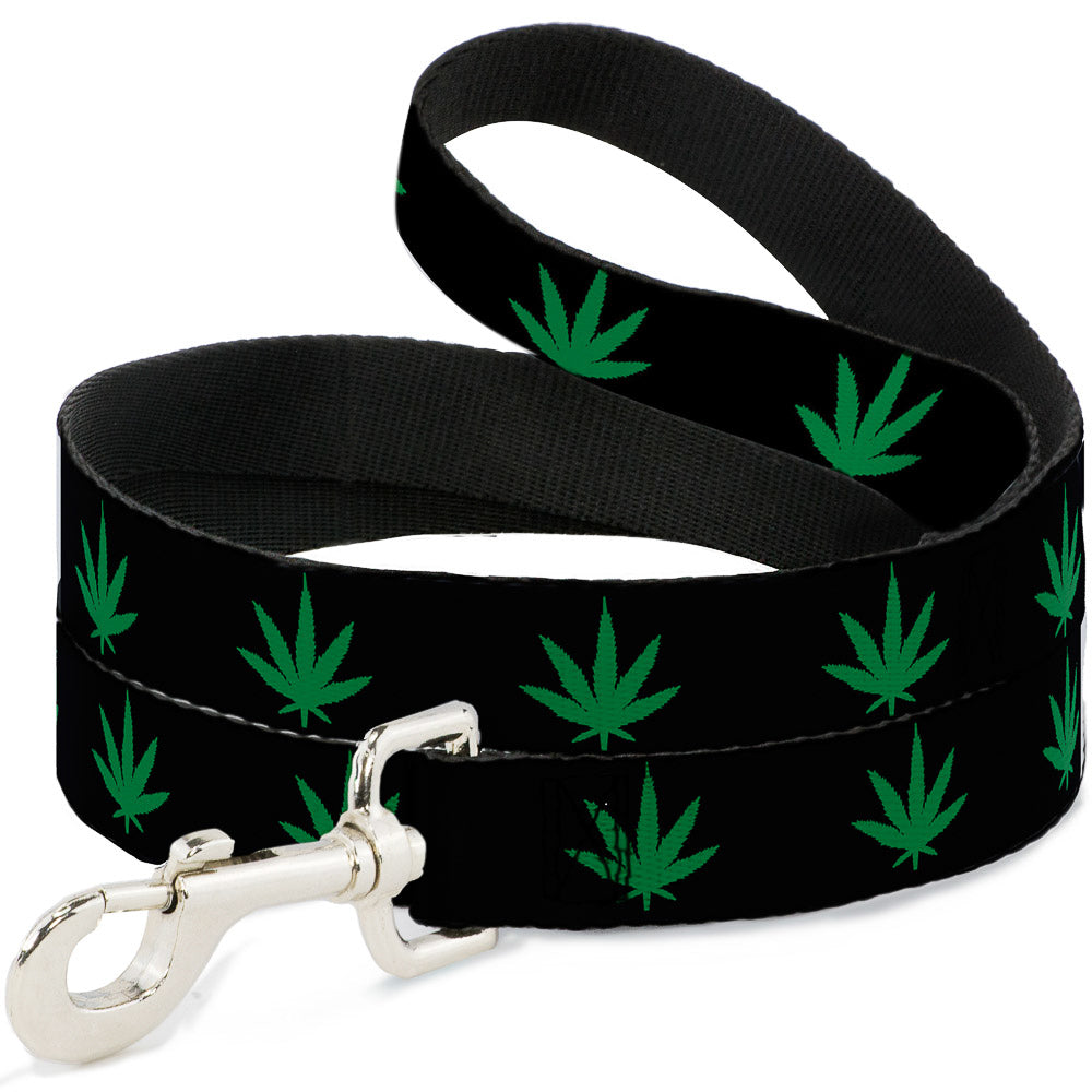 Buckle-Down Dog Leash - Marijuana Leaf Repeat Black/Green Dog Leashes Buckle-Down