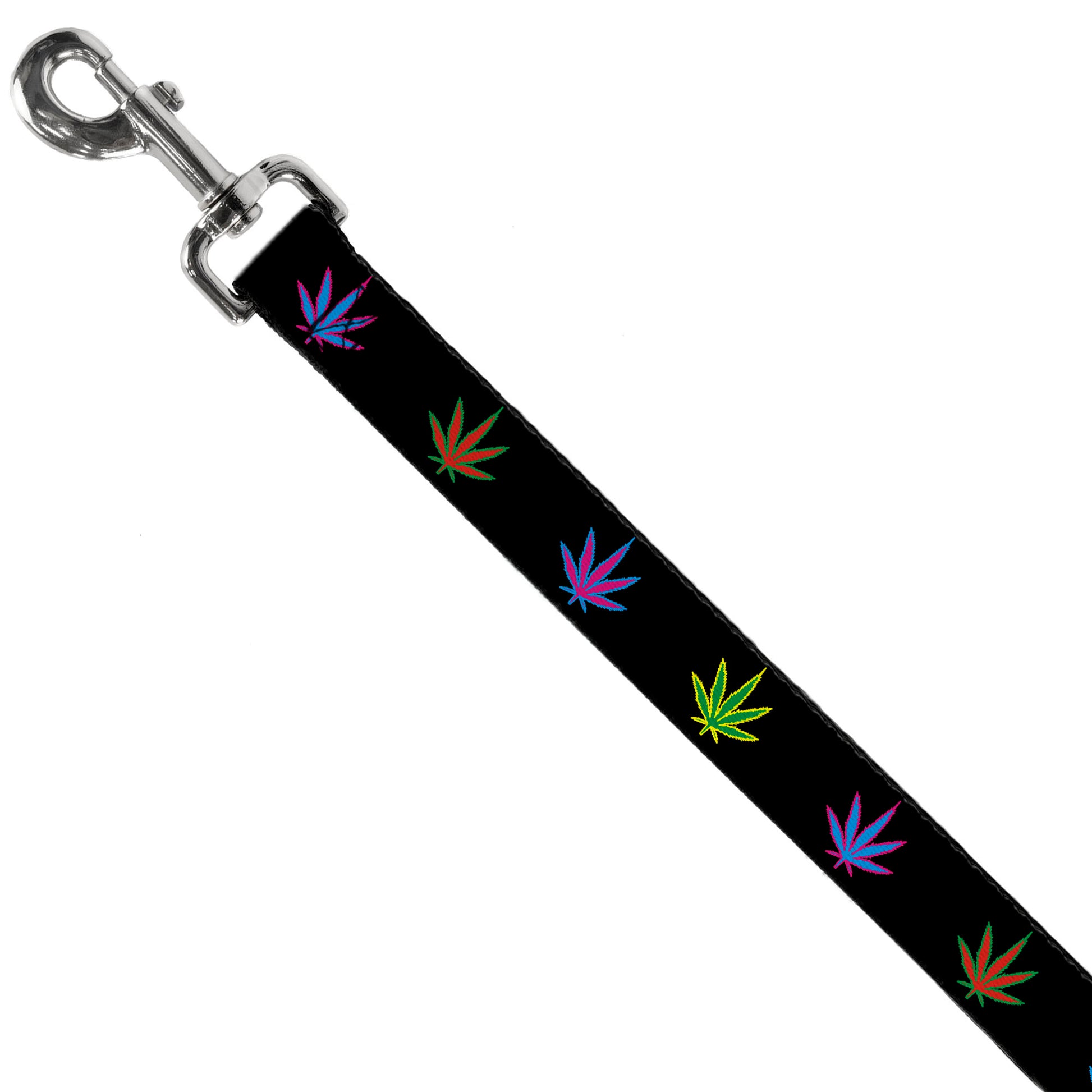 Buckle-Down Dog Leash - Marijuana Leaf Repeat Black/Multi Color Dog Leashes Buckle-Down