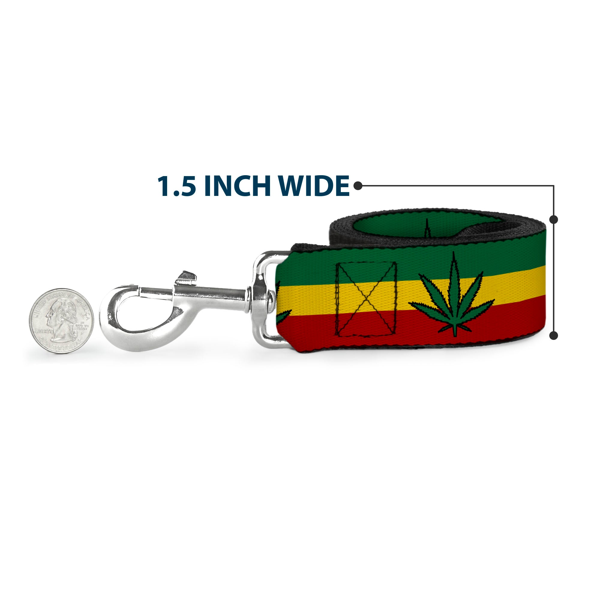 Buckle-Down Dog Leash - Marijuana Leaf Repeat Rasta Dog Leashes Buckle-Down