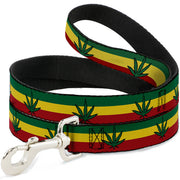 Buckle-Down Dog Leash - Marijuana Leaf Repeat Rasta Dog Leashes Buckle-Down