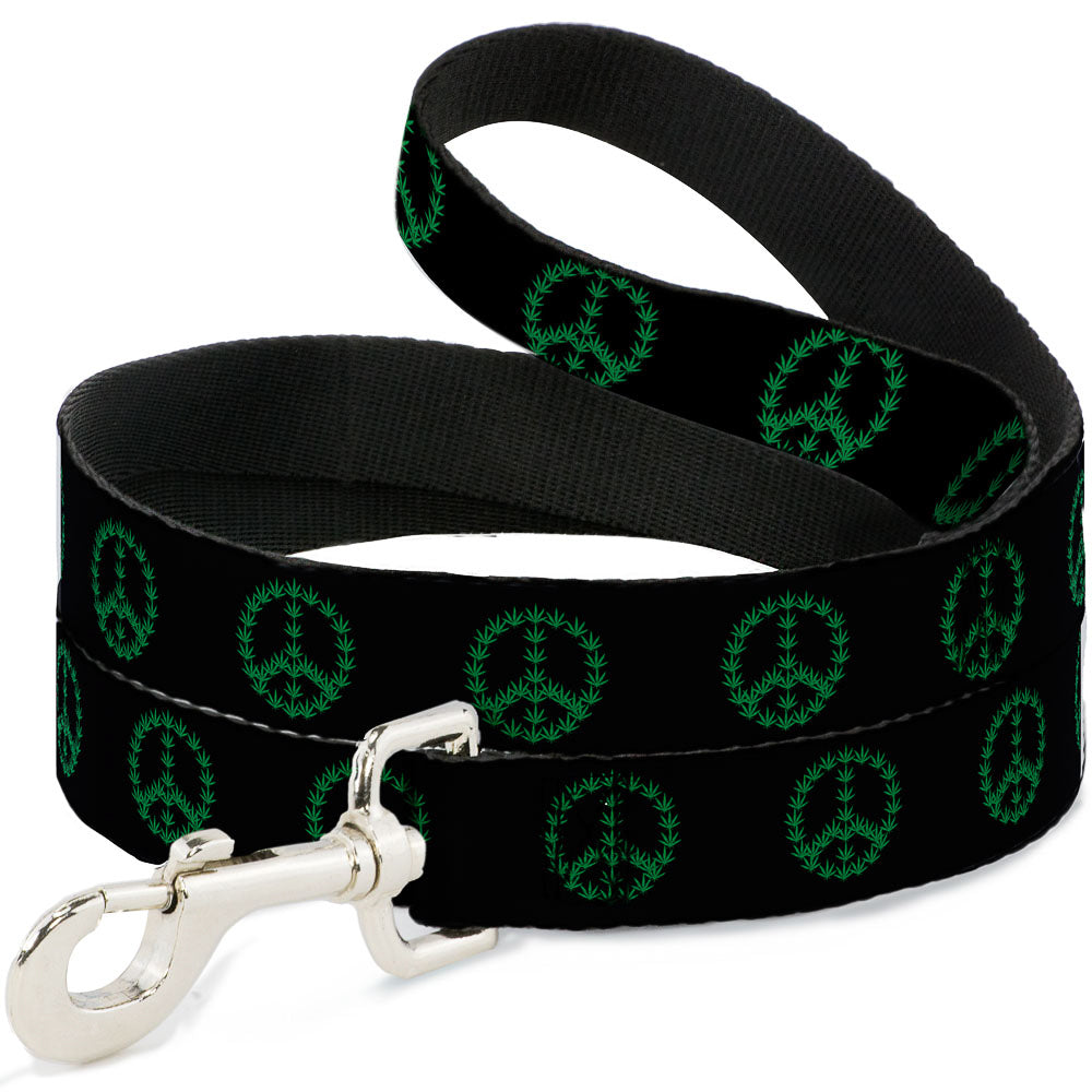 Buckle-Down Dog Leash - Marijuana Peace Repeat Black/Green Dog Leashes Buckle-Down