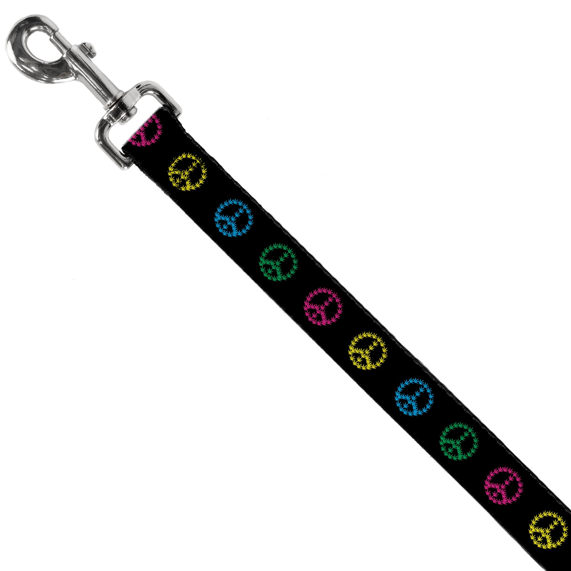 Buckle-Down Dog Leash - Marijuana Peace Repeat Black/Multi Color Dog Leashes Buckle-Down