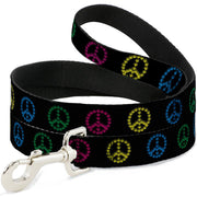 Buckle-Down Dog Leash - Marijuana Peace Repeat Black/Multi Color Dog Leashes Buckle-Down