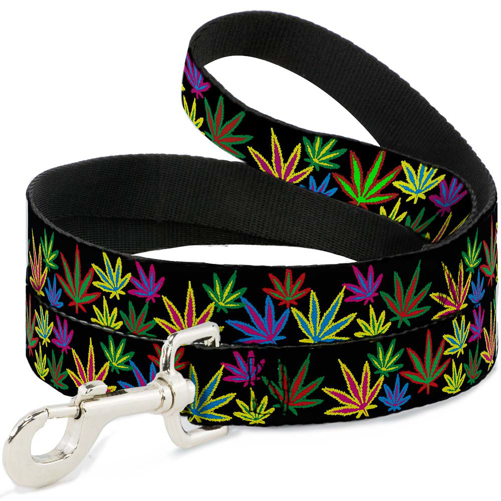 Buckle-Down Dog Leash - Multi Marijuana Leaves Black/Multi Color Dog Leashes Buckle-Down