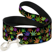 Buckle-Down Dog Leash - Multi Marijuana Leaves Black/Multi Color Dog Leashes Buckle-Down