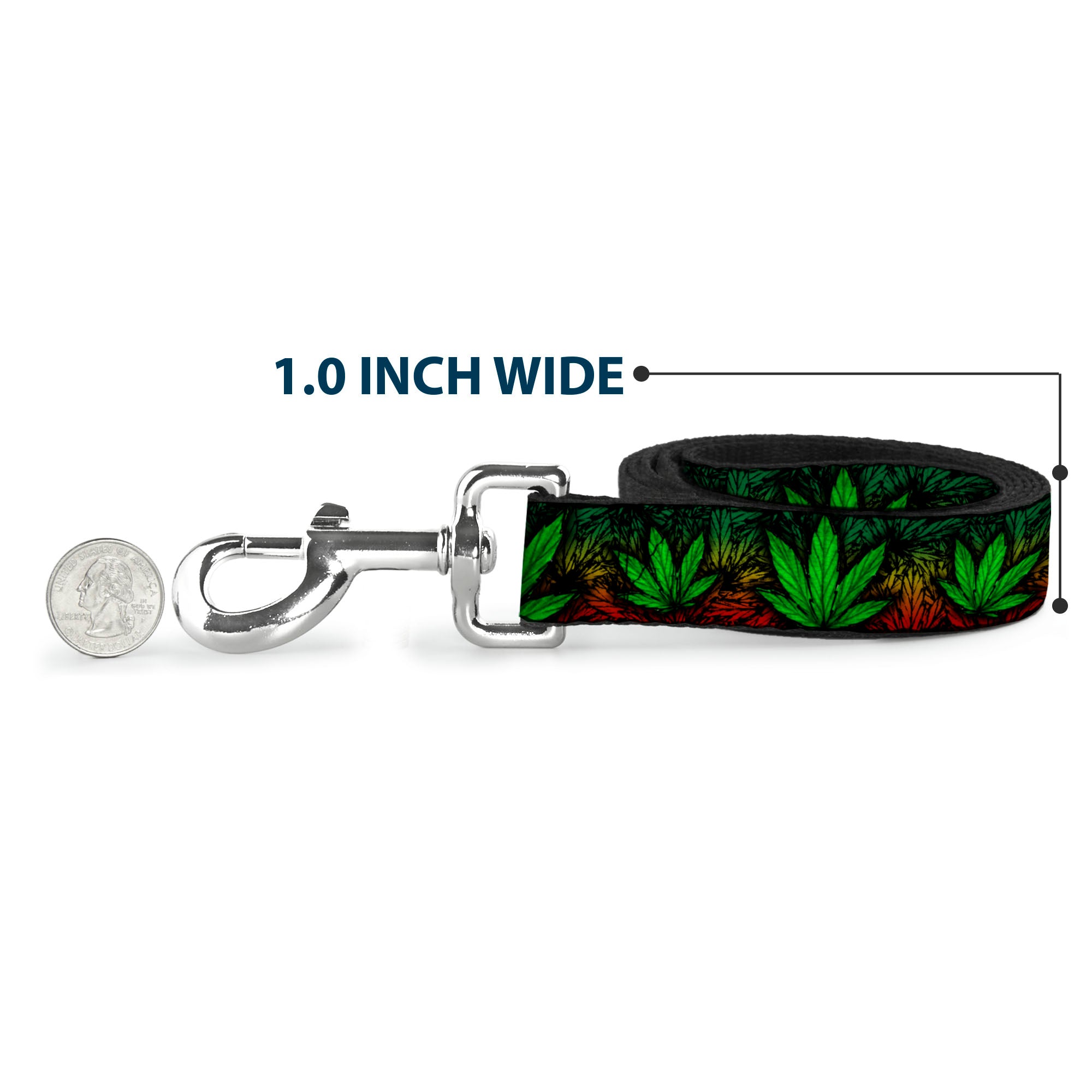 Buckle-Down Dog Leash - Marijuana Haze Rasta/Black Dog Leashes Buckle-Down