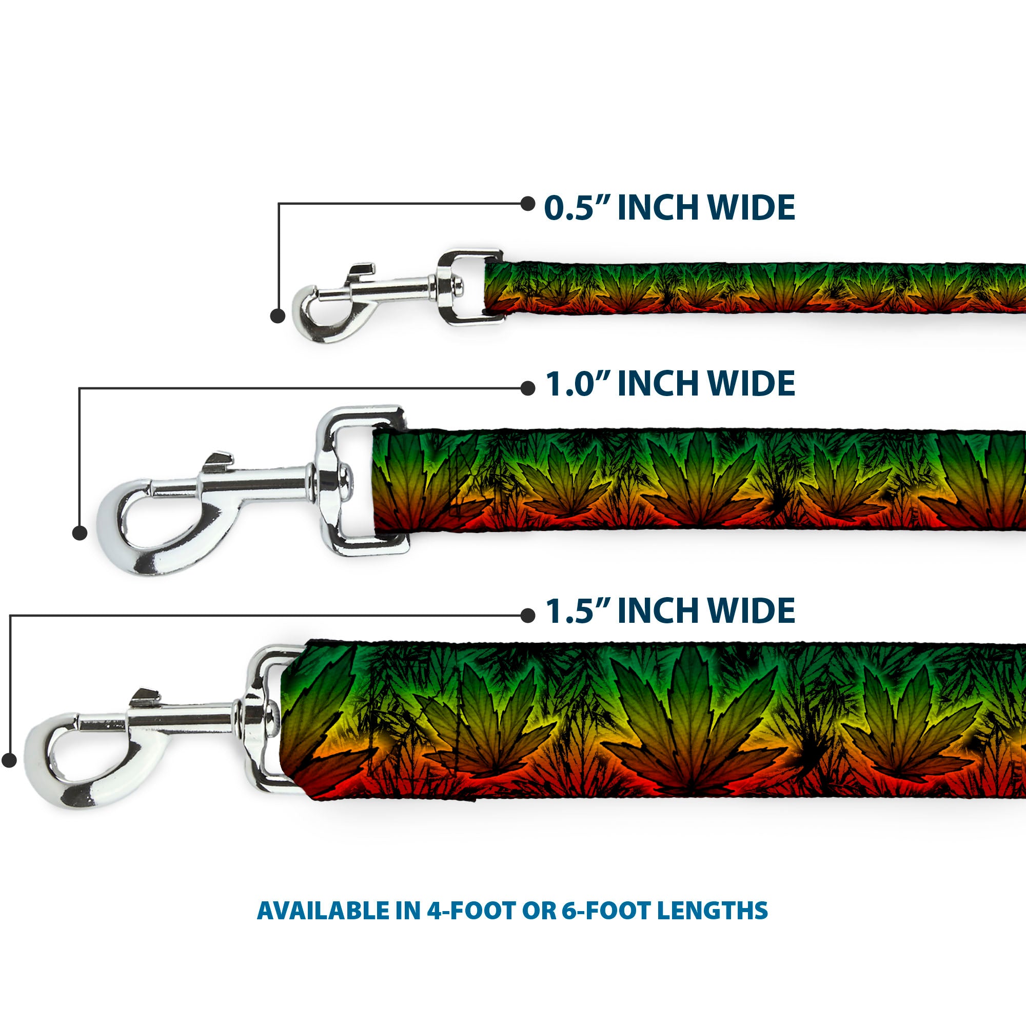 Buckle-Down Dog Leash - Marijuana Haze Rasta/Rasta Dog Leashes Buckle-Down