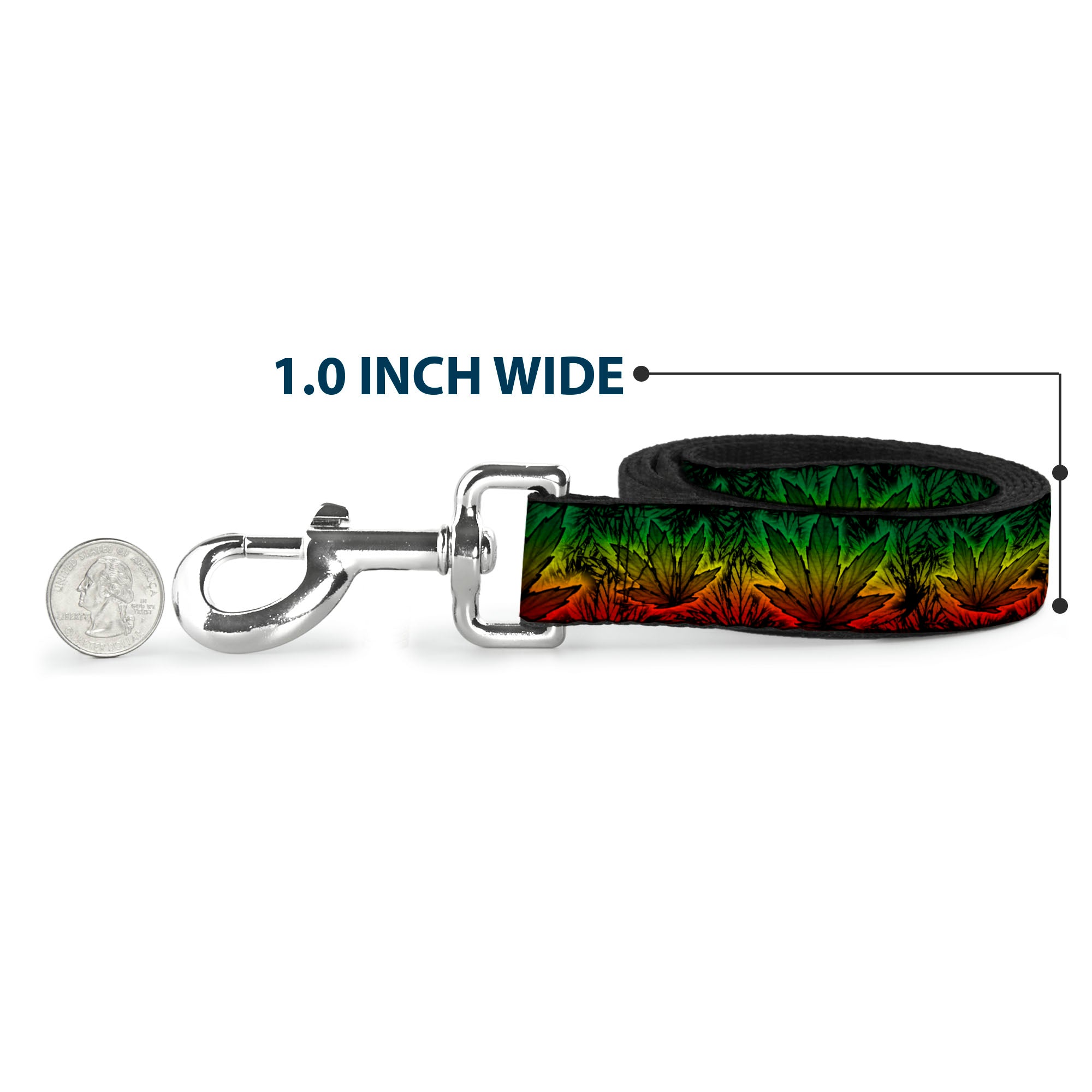 Buckle-Down Dog Leash - Marijuana Haze Rasta/Rasta Dog Leashes Buckle-Down