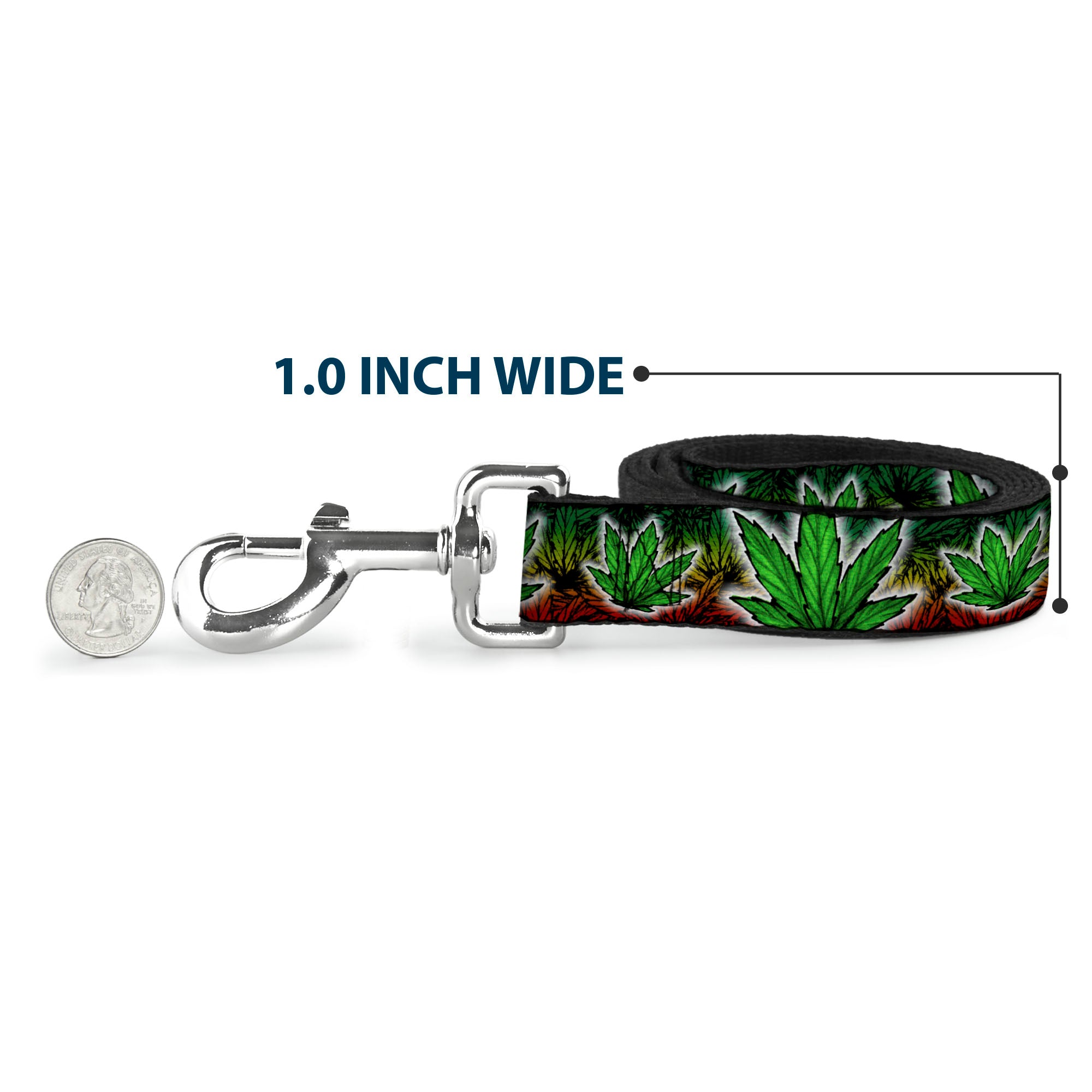 Buckle-Down Dog Leash - Marijuana Haze Rasta/White Dog Leashes Buckle-Down