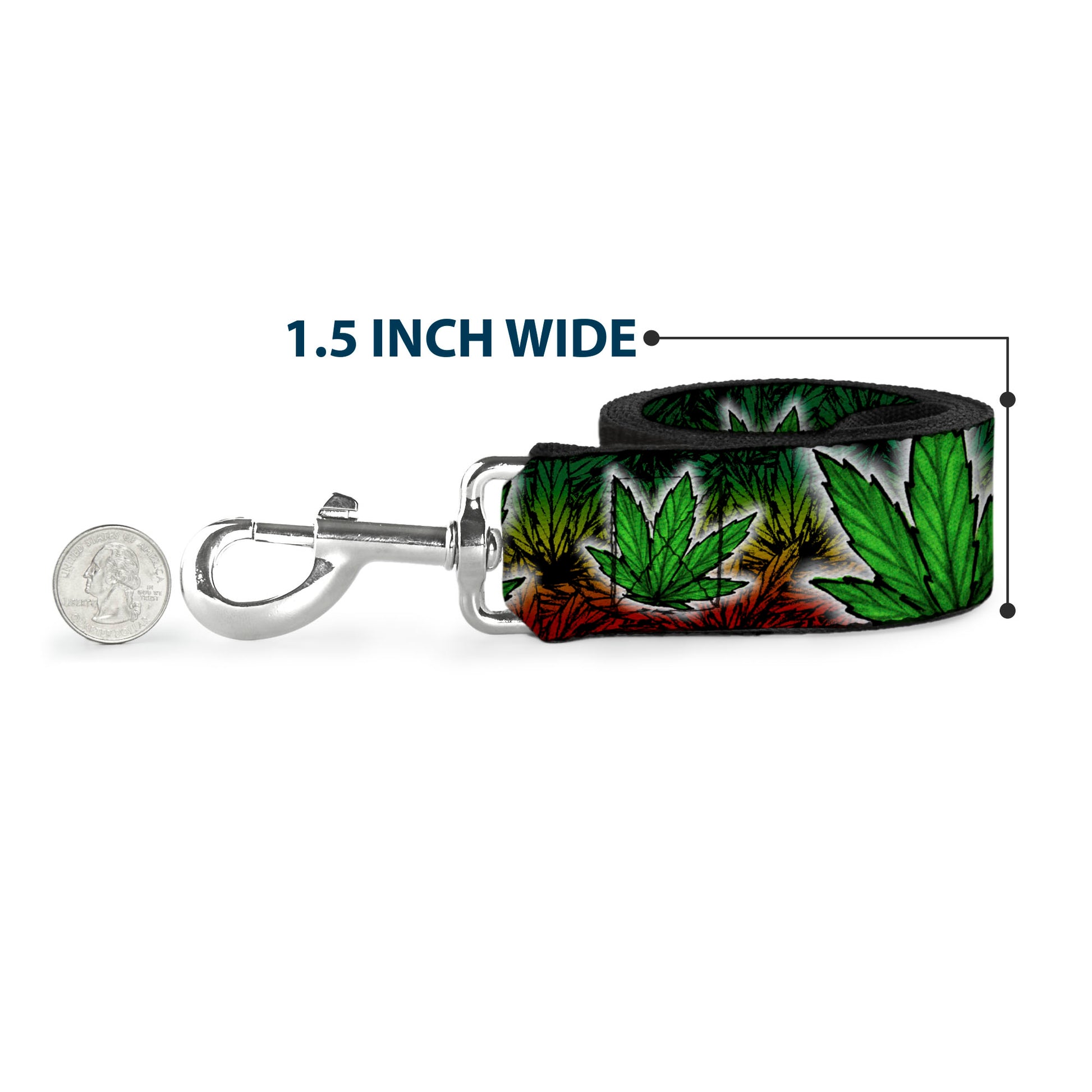 Buckle-Down Dog Leash - Marijuana Haze Rasta/White Dog Leashes Buckle-Down