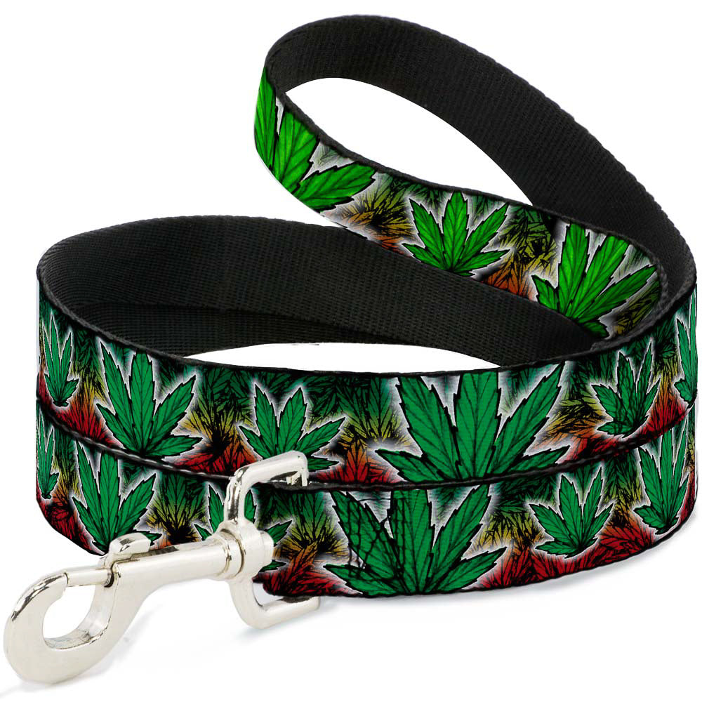 Buckle-Down Dog Leash - Marijuana Haze Rasta/White Dog Leashes Buckle-Down