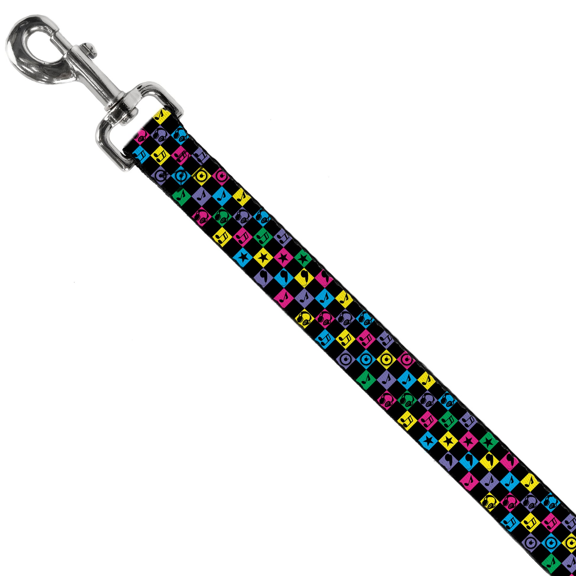 Dog Leash - Musical Checkers Black/Neon Dog Leashes Buckle-Down