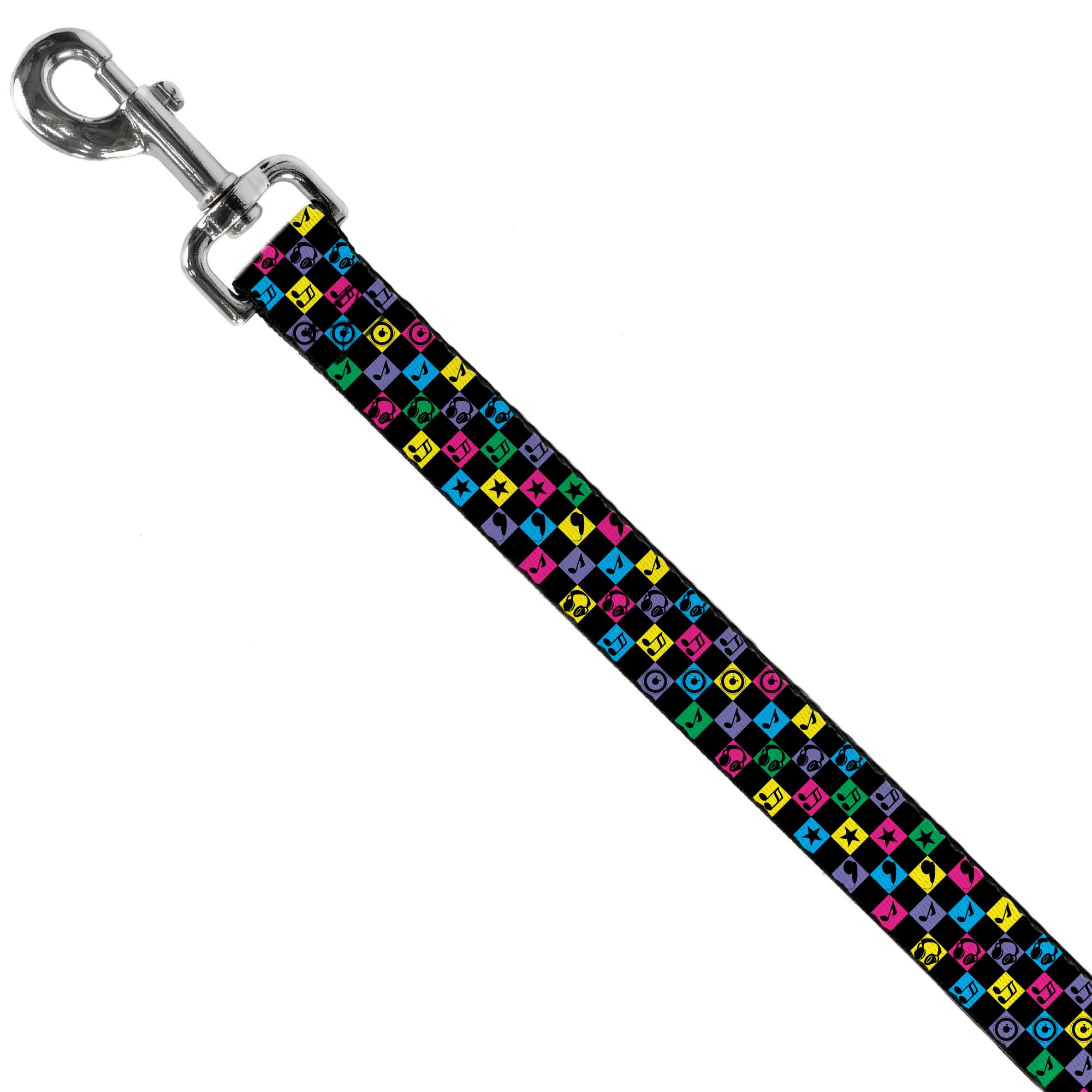 Dog Leash - Musical Checkers Black/Neon Dog Leashes Buckle-Down
